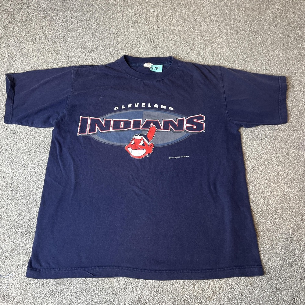 Vintage Cleveland Giants Shirt Mens Large Blue‎ MLB Baseball Graphic Drip 90s